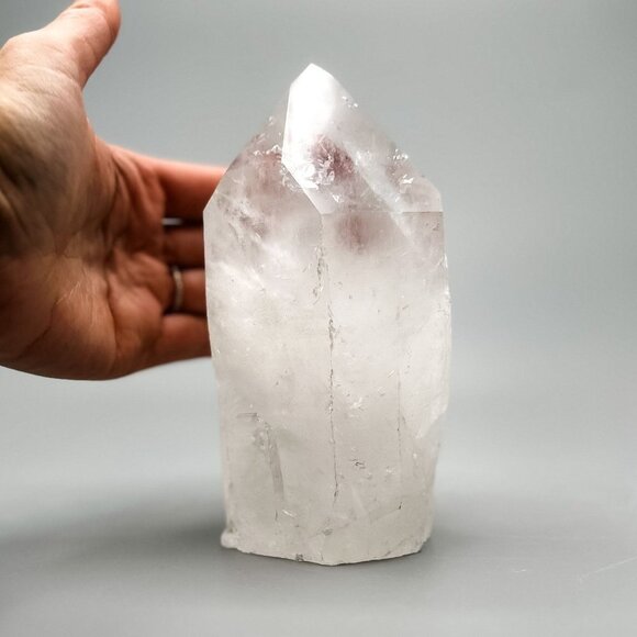 6" Clear Quartz Crystal Polished Point – Elevate Your Space with Positive Energy - Picture 8 of 9